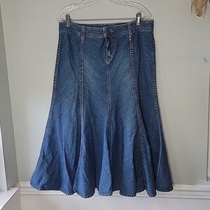 FOR JOSEPH MIDI length Mermaid cut flare denim skirt